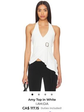 I.AM.GIA Cream Halter Top with Buckle Accent